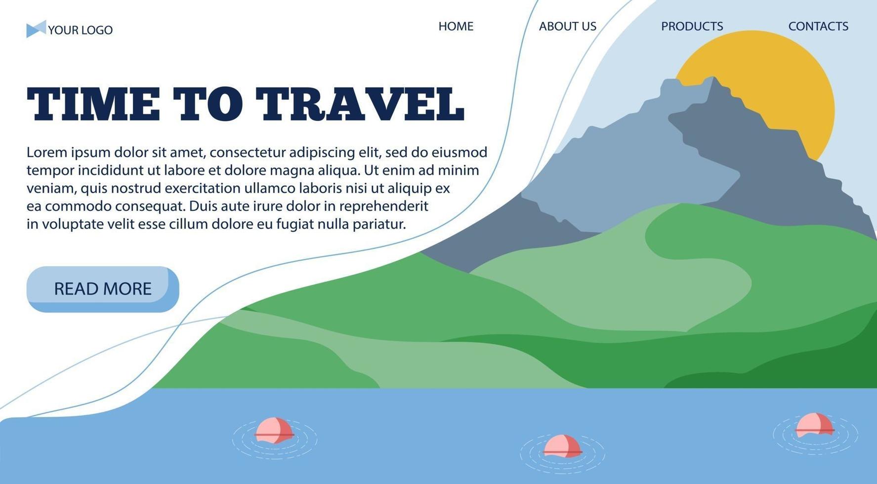 modello di banner illustrazione vettoriale per viaggiare leggeri al mare.