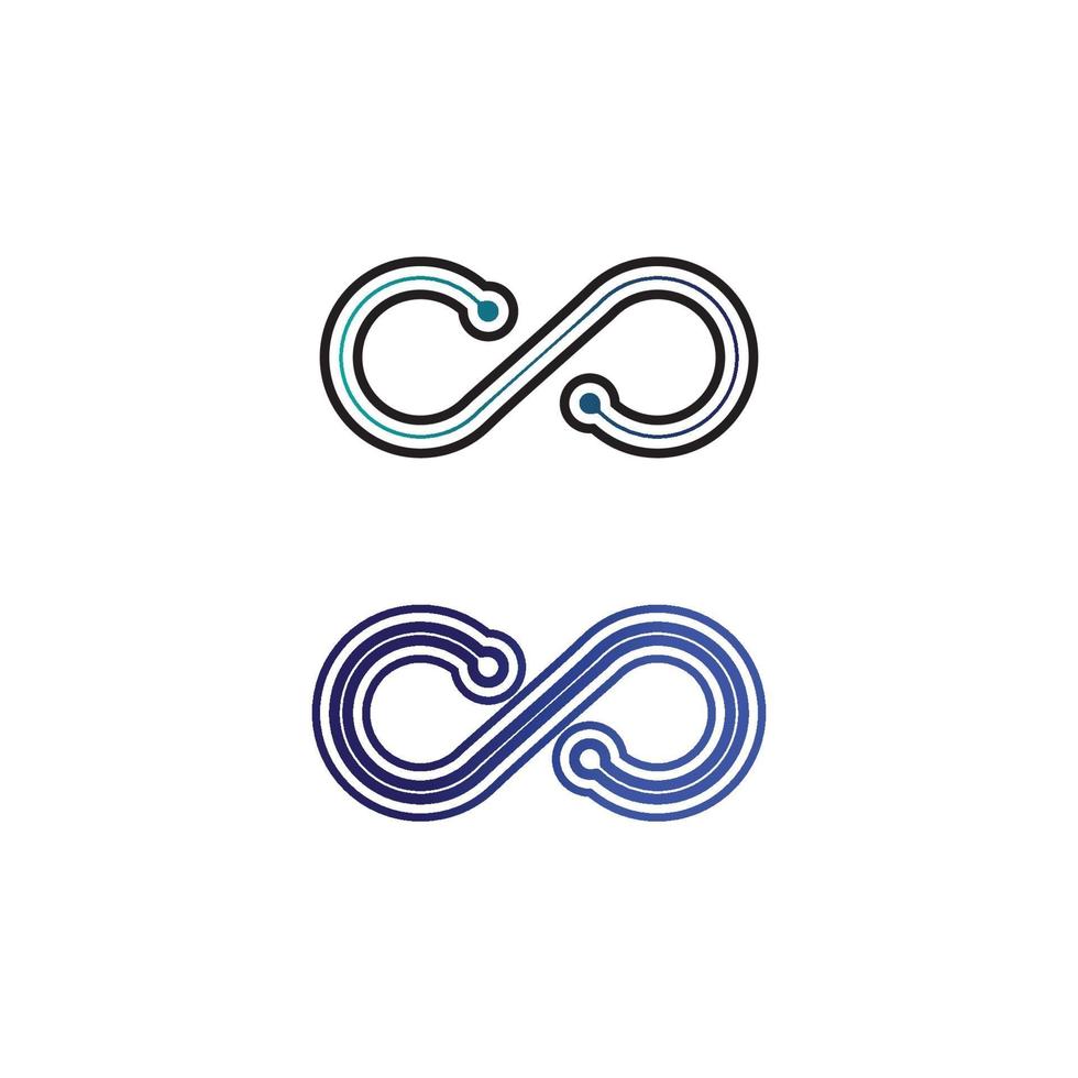 logo design infinito e 8 icone aziendali e simbolo infinito aziendale vettore