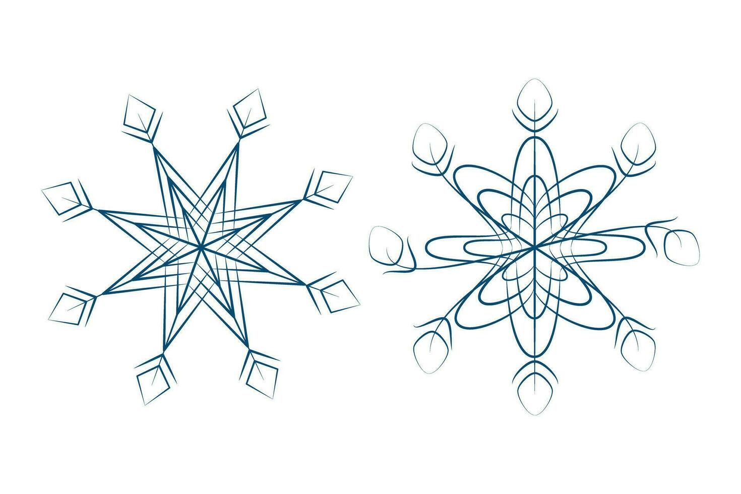 impostato di 2 fantasia insolito variazione di fiocco di neve. design elemento per Natale o nuovo anno saluto vettore