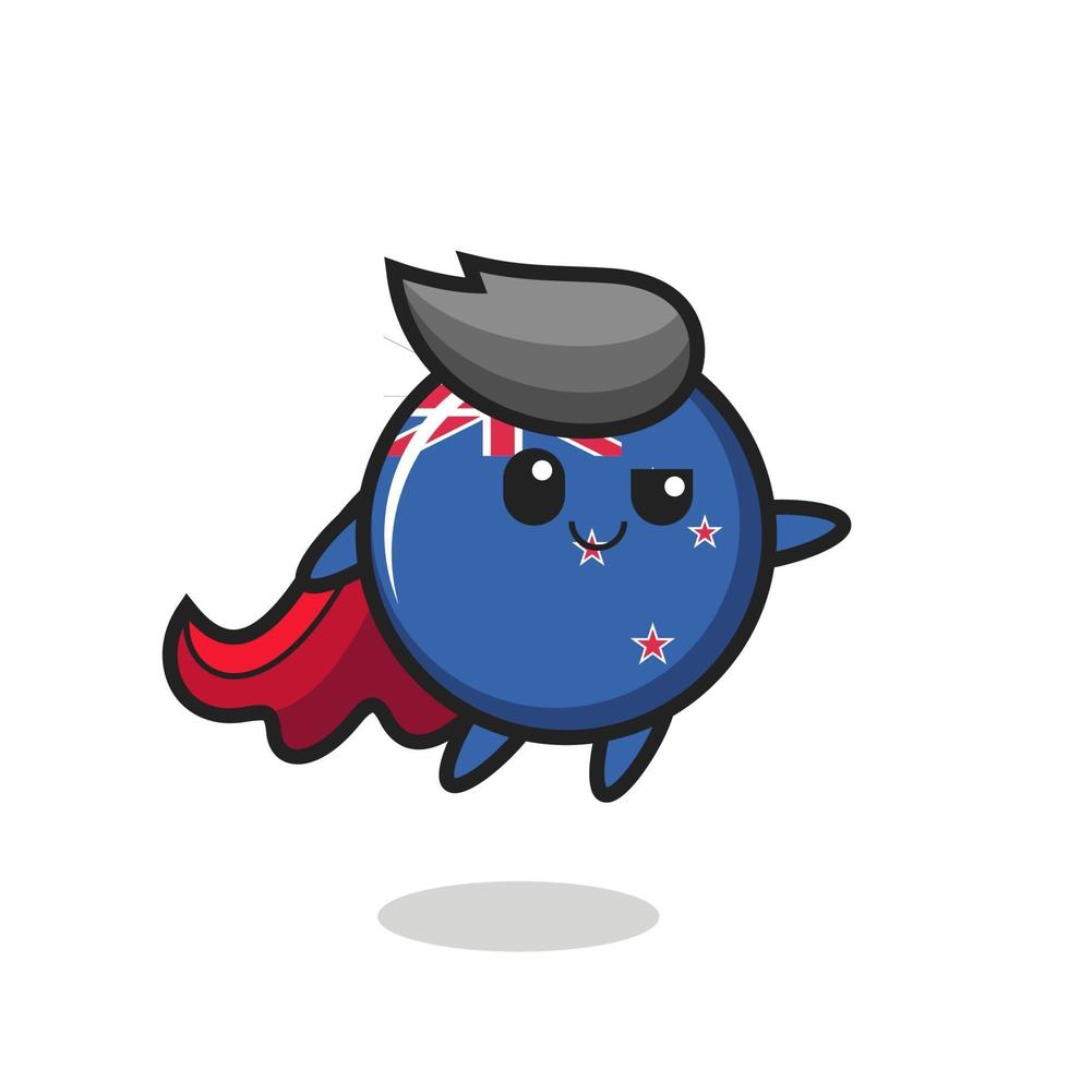 il simpatico personaggio del supereroe con il distintivo della bandiera della Nuova Zelanda sta volando vettore