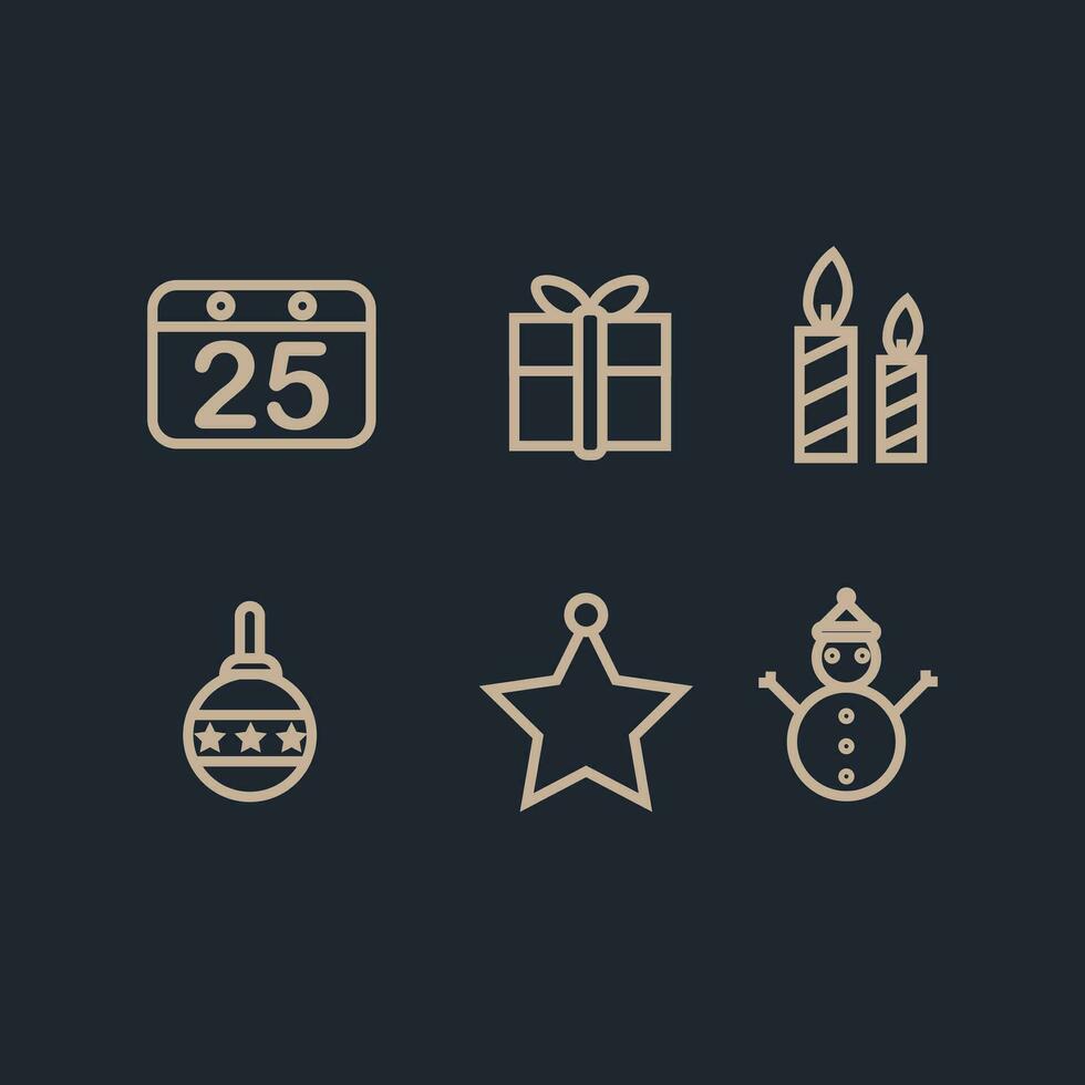 impostato di Natale e nuovo anno icone nel magro linea stile. vettore illustrazione