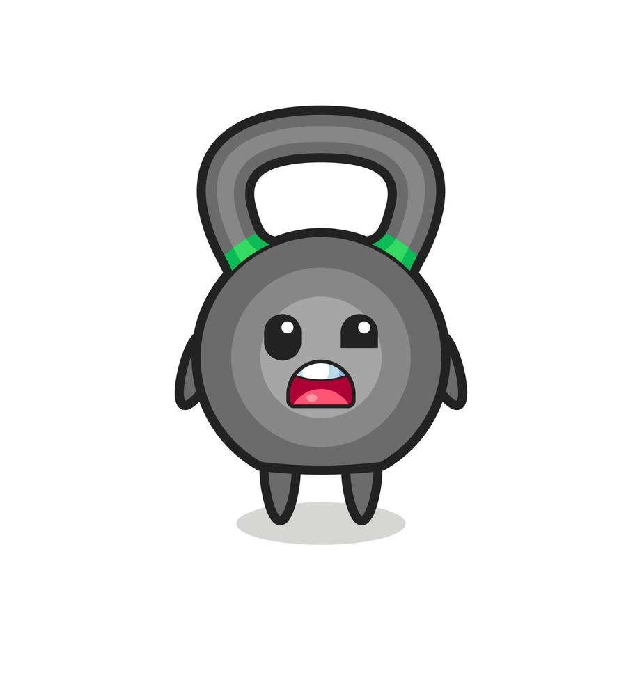 la faccia scioccata della simpatica mascotte del kettleball vettore