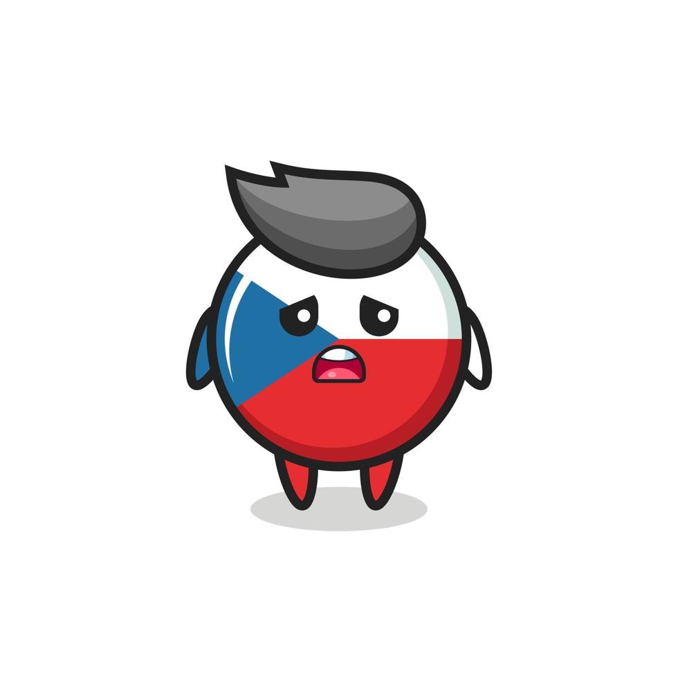 espressione delusa del fumetto del distintivo della bandiera della repubblica ceca vettore