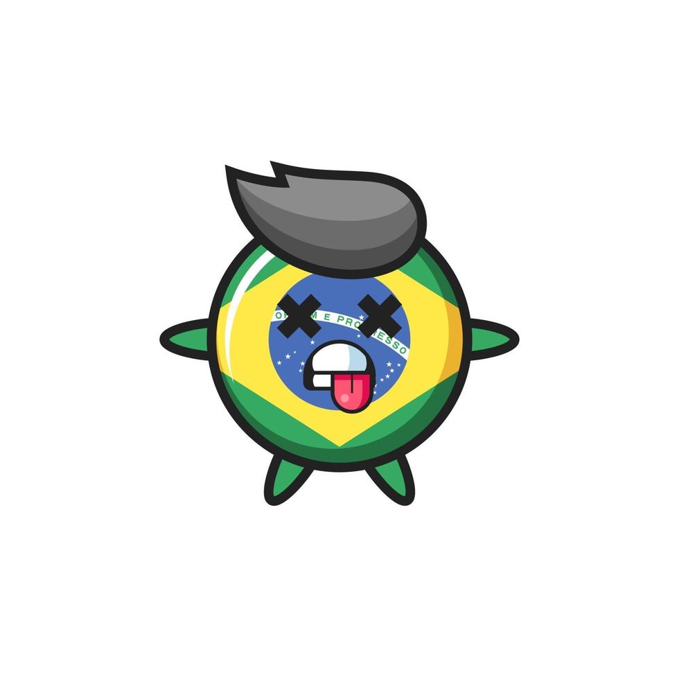 personaggio del simpatico distintivo della bandiera del Brasile con posa morta vettore