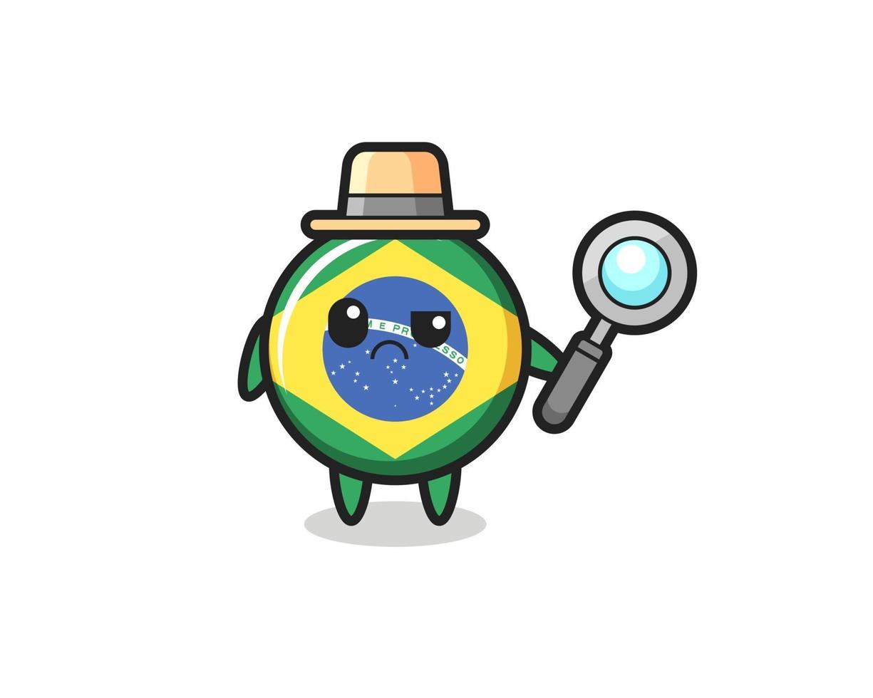la mascotte del simpatico distintivo della bandiera del brasile come detective vettore