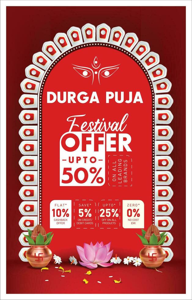 indiano Durga puja Festival offrire manifesto Navratri Festival vendita modello sfondo vettore illustrazione