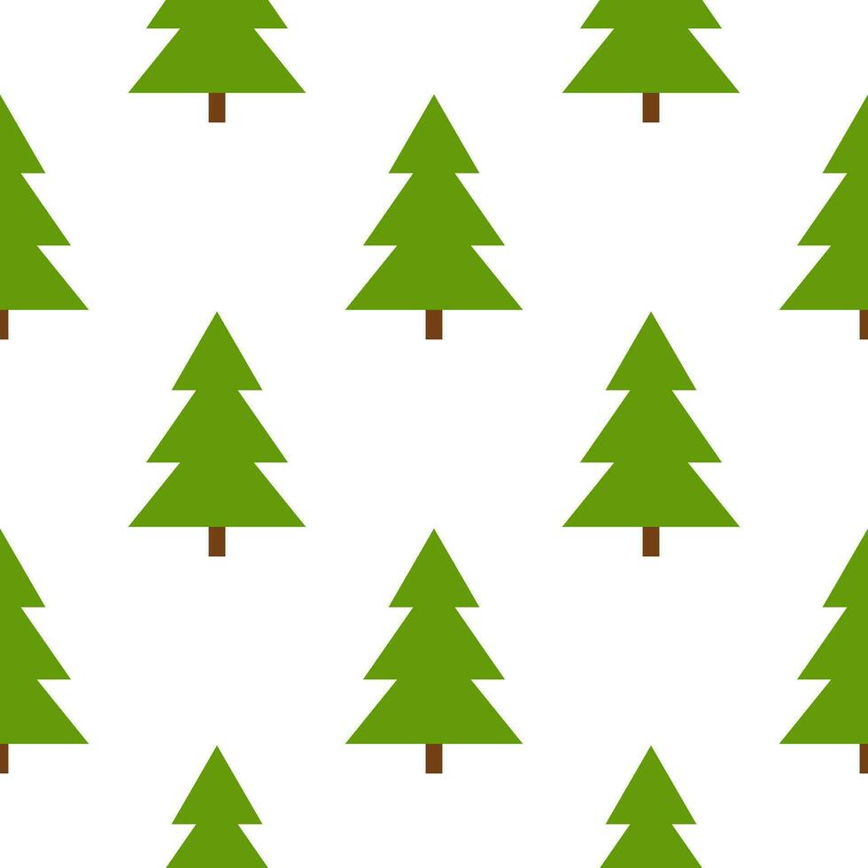 senza soluzione di continuità modello modello di foresta pino, conifero sempreverde albero. sfondo con abete alberi. cartone animato piatto stile. simbolo di Natale e nuovo anno. per involucro carta, confezione, tessuto, sfondo. vettore