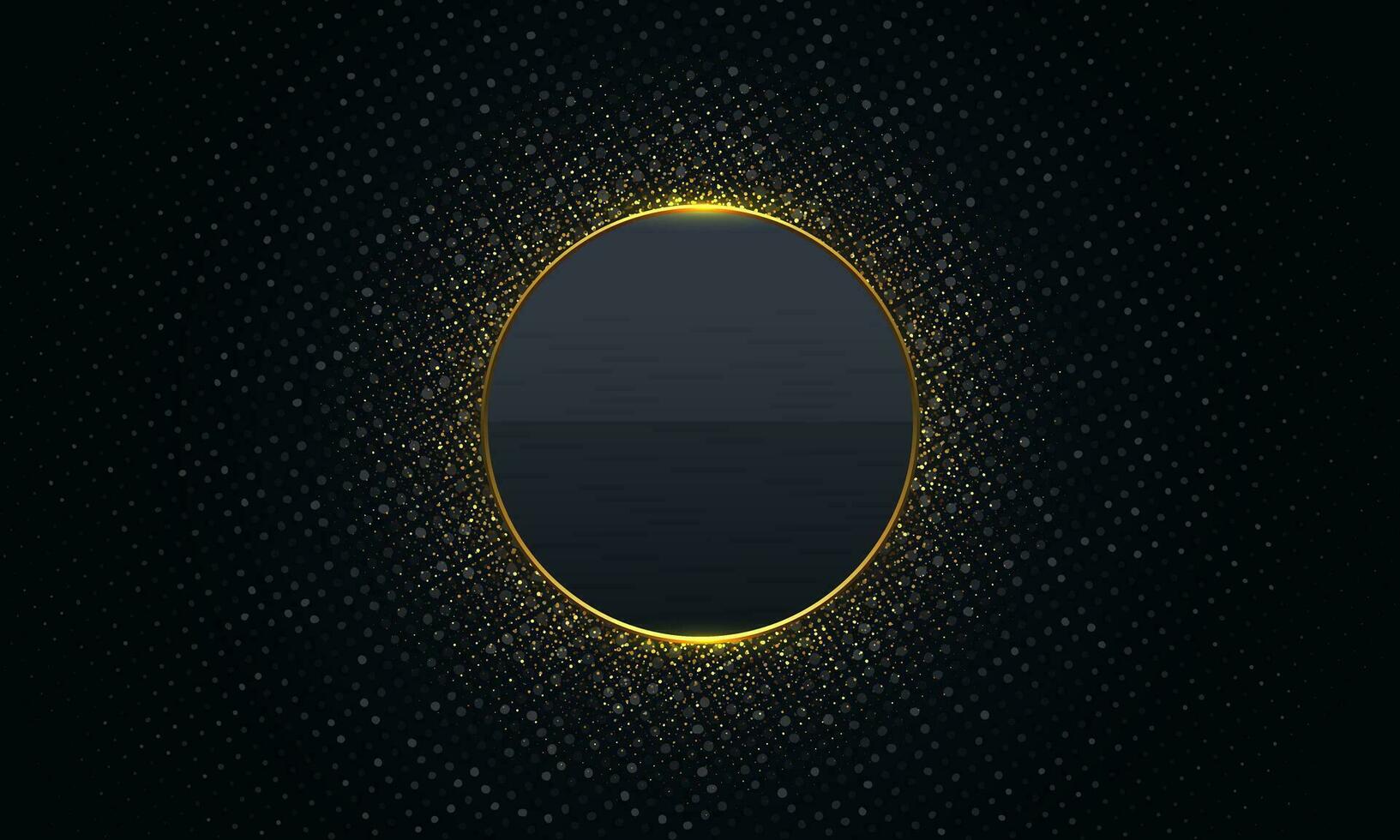 astratto grigio metallico cerchio oro luccichio lusso su nero design moderno sfondo vettore