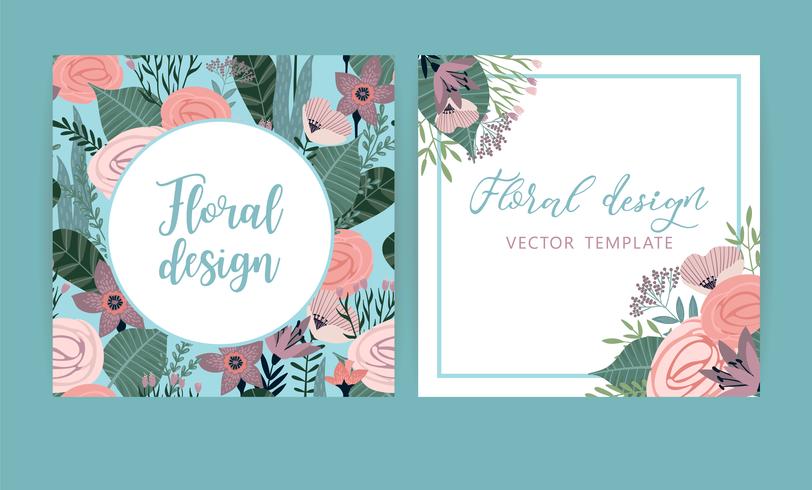 Modelli vettoriali con fiori. Design per carta, poster, banner, invito, matrimonio, saluto.