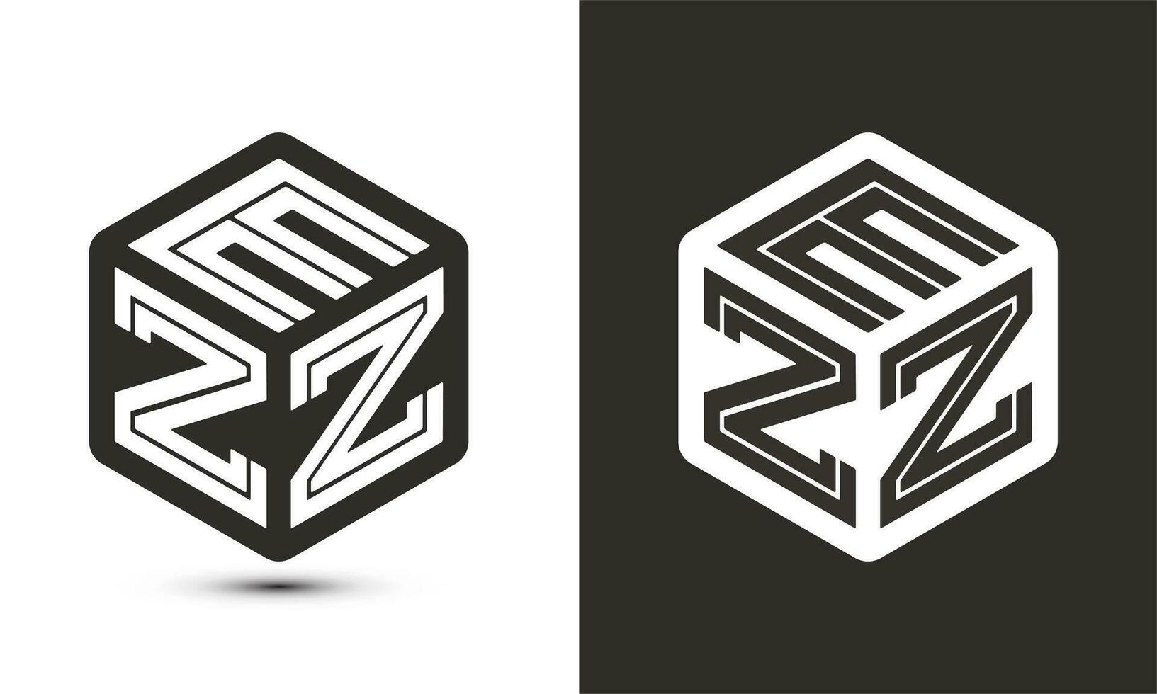 ezz lettera logo design con illustratore cubo logo, vettore logo moderno alfabeto font sovrapposizione stile.