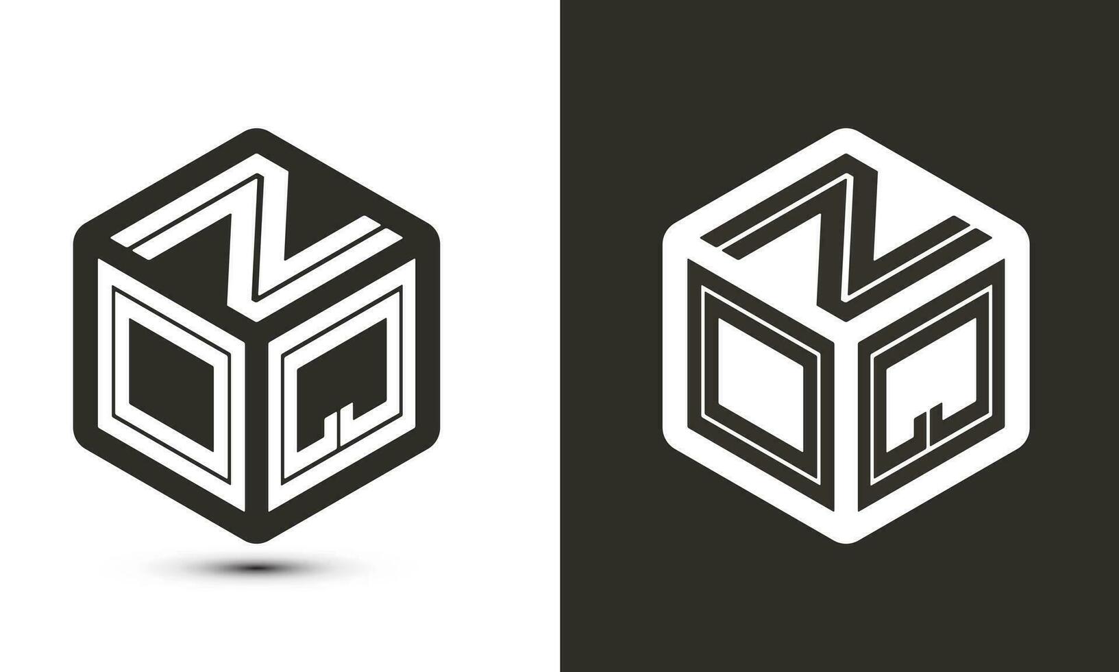 noq lettera logo design con illustratore cubo logo, vettore logo moderno alfabeto font sovrapposizione stile.