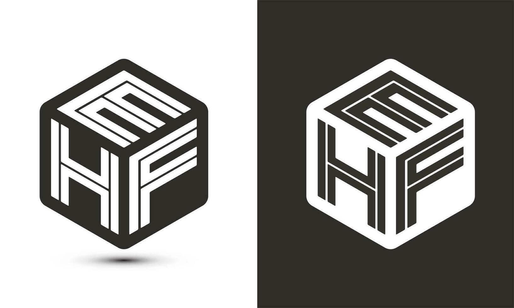 ehf lettera logo design con illustratore cubo logo, vettore logo moderno alfabeto font sovrapposizione stile.