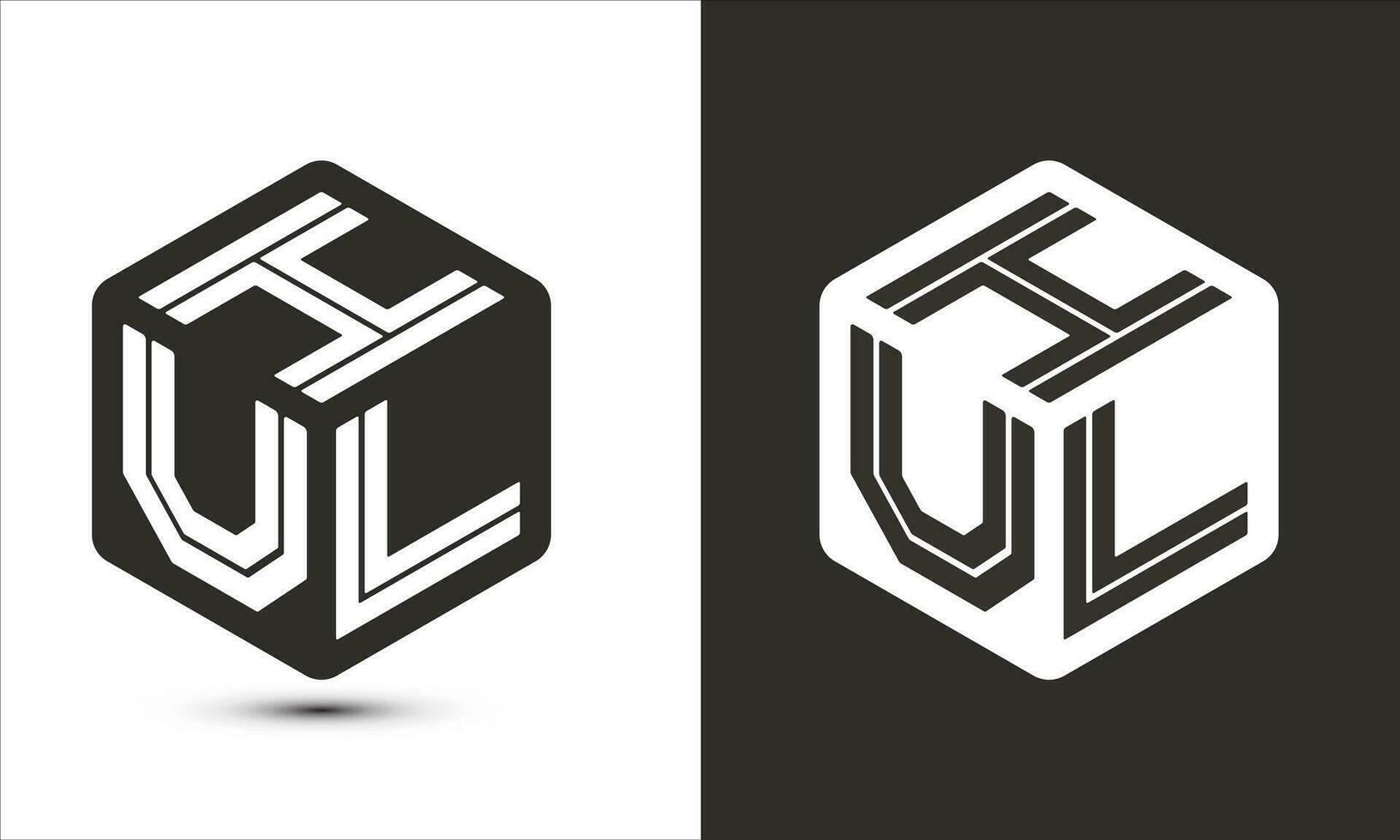 hul lettera logo design con illustratore cubo logo, vettore logo moderno alfabeto font sovrapposizione stile.