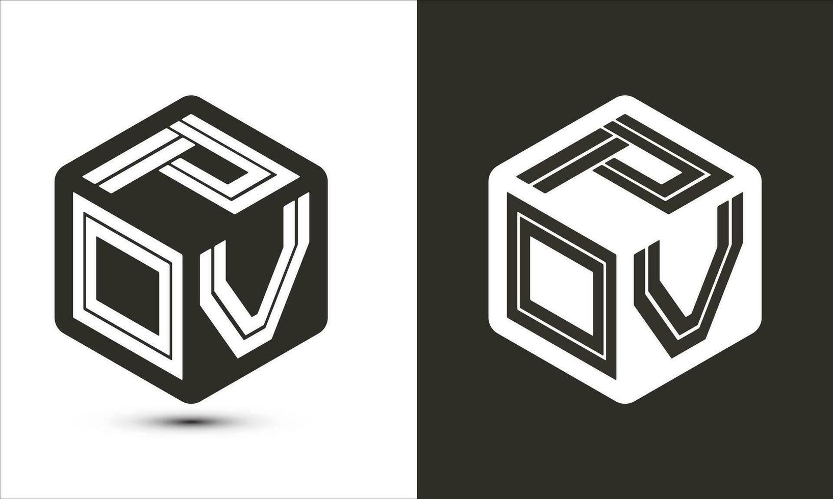 pov lettera logo design con illustratore cubo logo, vettore logo moderno alfabeto font sovrapposizione stile.