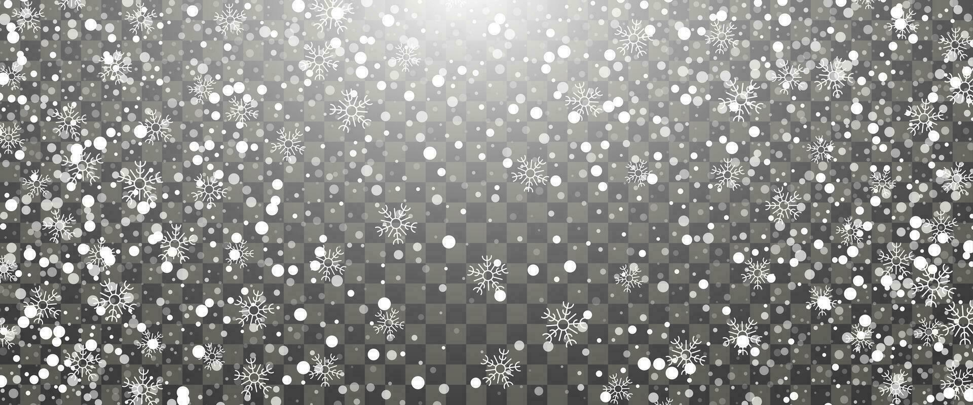 nevicata e caduta i fiocchi di neve su sfondo. bianca i fiocchi di neve e Natale neve. vettore illustrazione