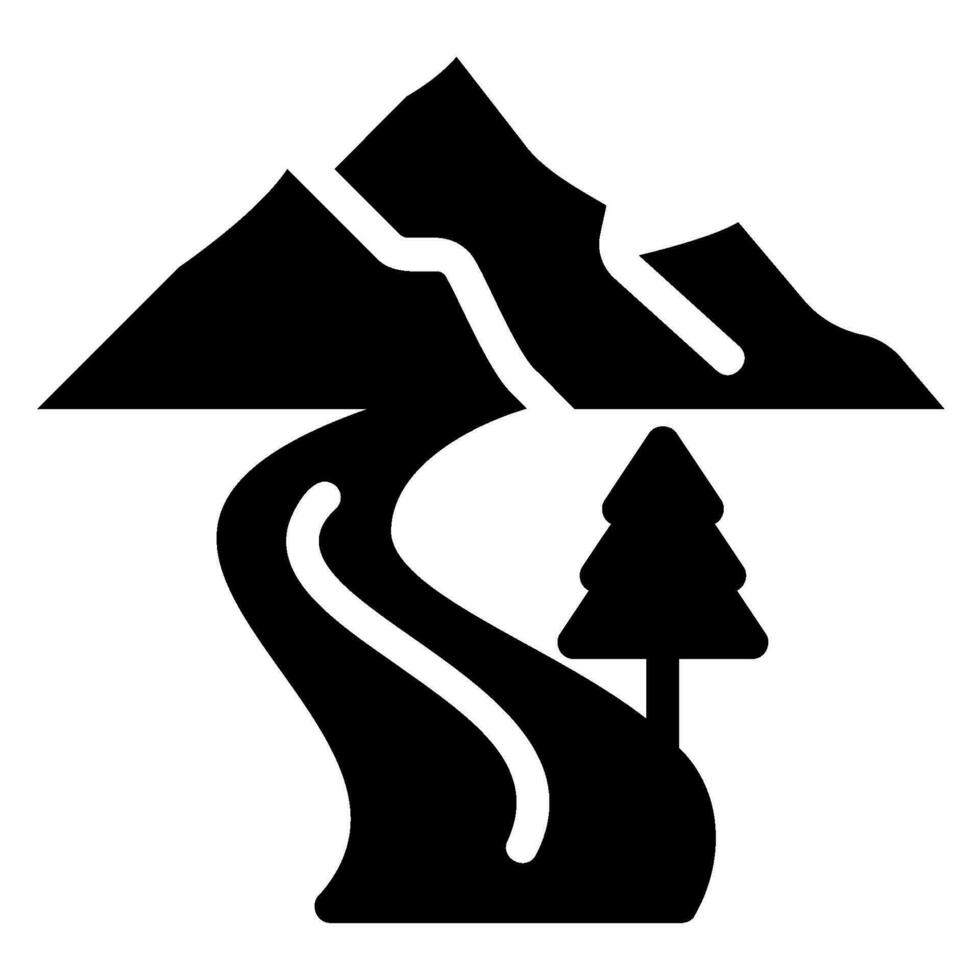 icona del glifo di montagna vettore