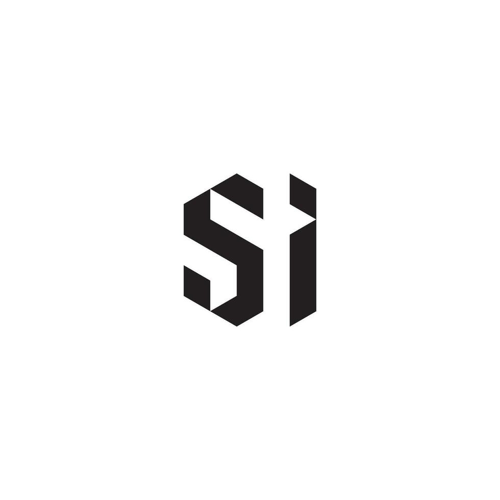 SI geometrico e futuristico concetto alto qualità logo design vettore