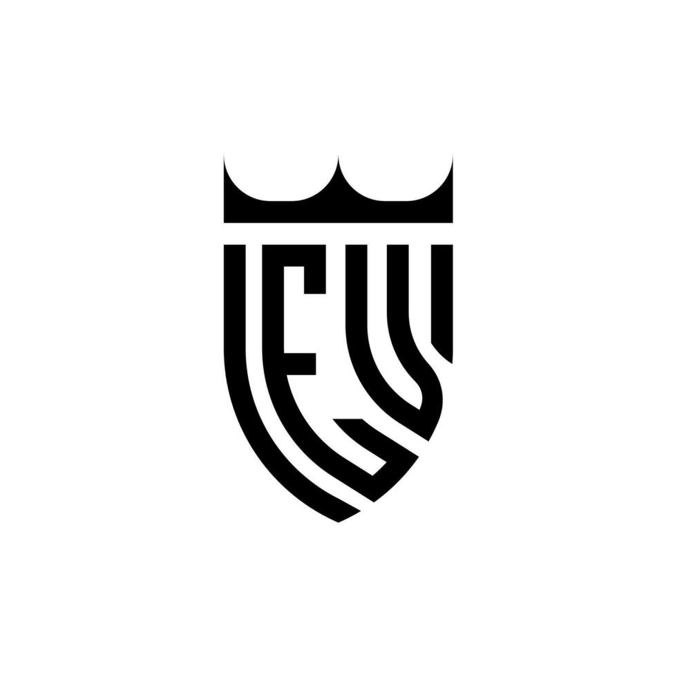ev corona scudo iniziale lusso e reale logo concetto vettore