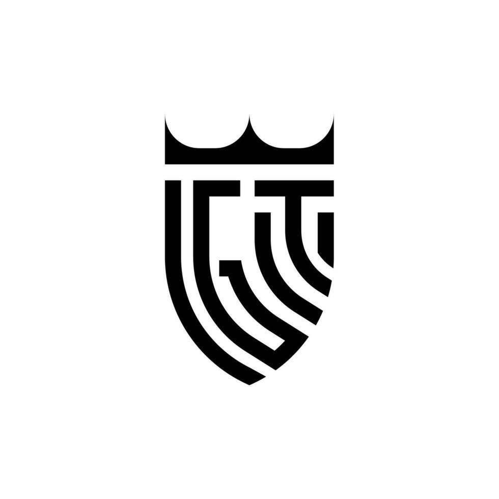 gt corona scudo iniziale lusso e reale logo concetto vettore