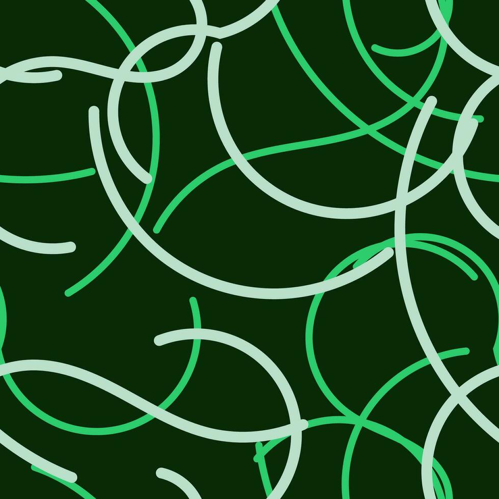 modificabile astratto verde curvo Linee vettore senza soluzione di continuità modello con buio sfondo per decorativo elemento