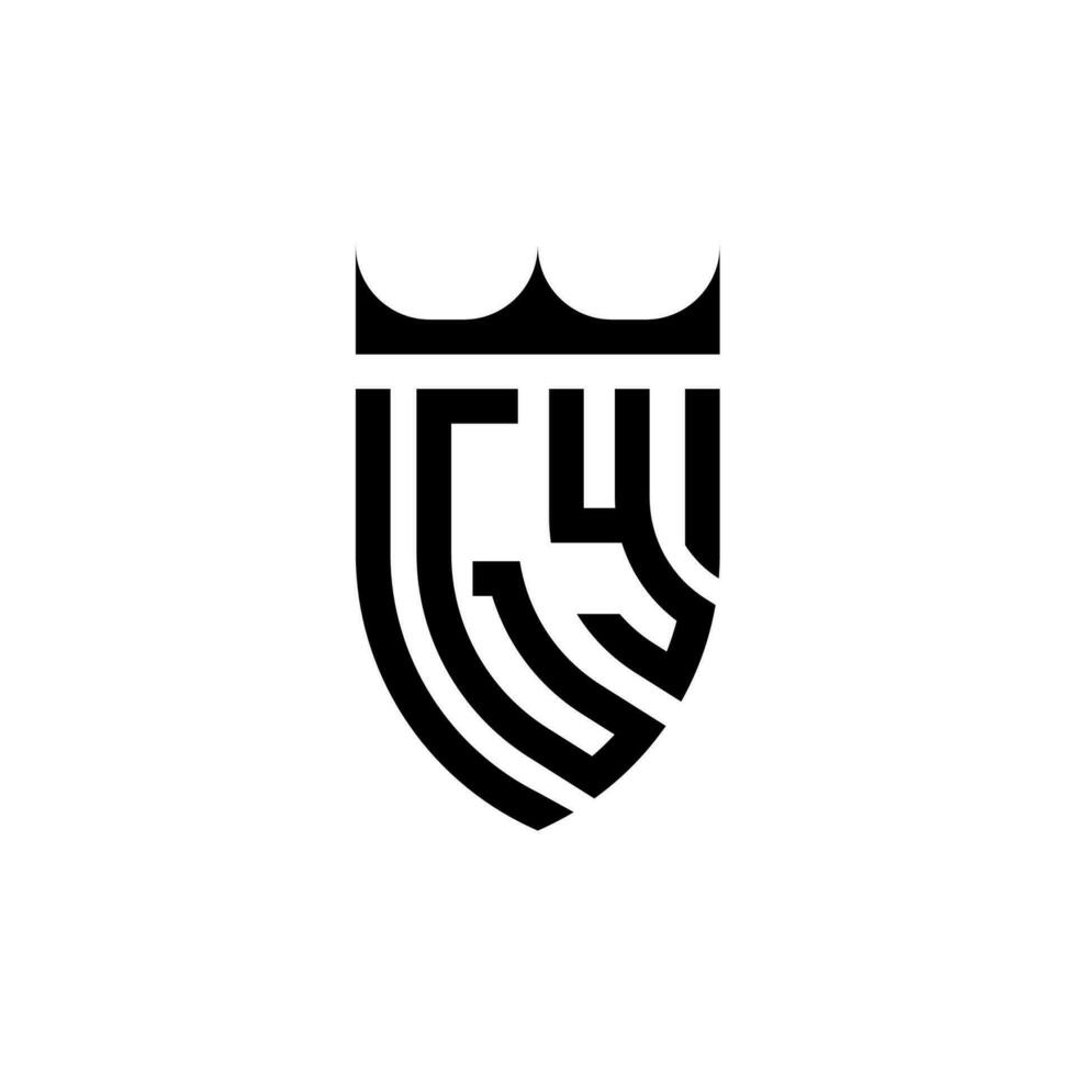 gy corona scudo iniziale lusso e reale logo concetto vettore