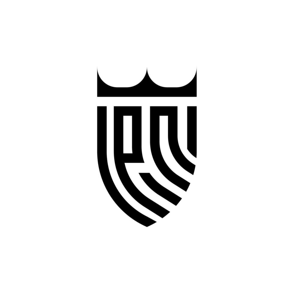 pn corona scudo iniziale lusso e reale logo concetto vettore