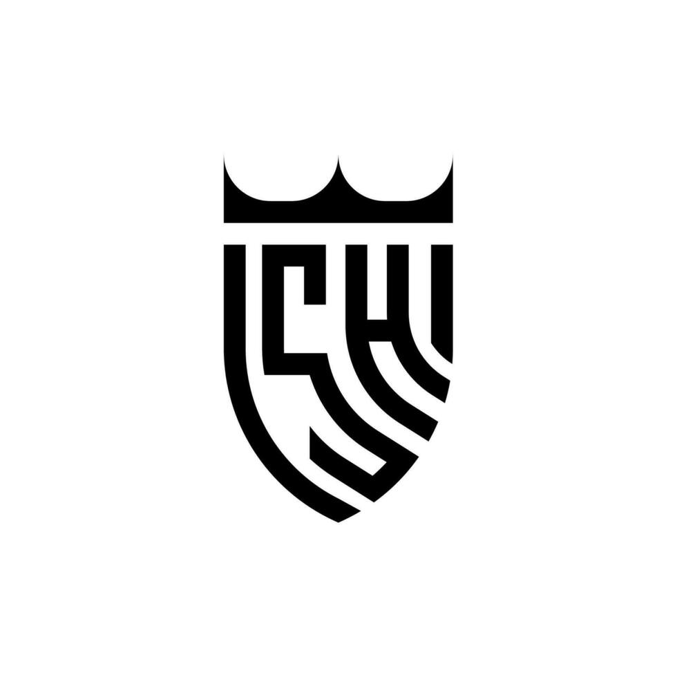 sh corona scudo iniziale lusso e reale logo concetto vettore