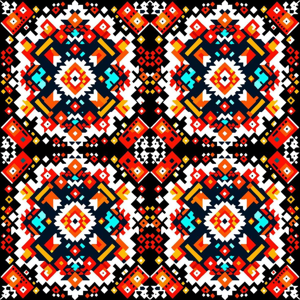 geometrico etnico modello. pixel modello. design per vestiario, tessuto, sfondo, sfondo, avvolgere, batik. maglieria, ricamo stile. azteco geometrico arte ornamento print.vector illustrazione vettore