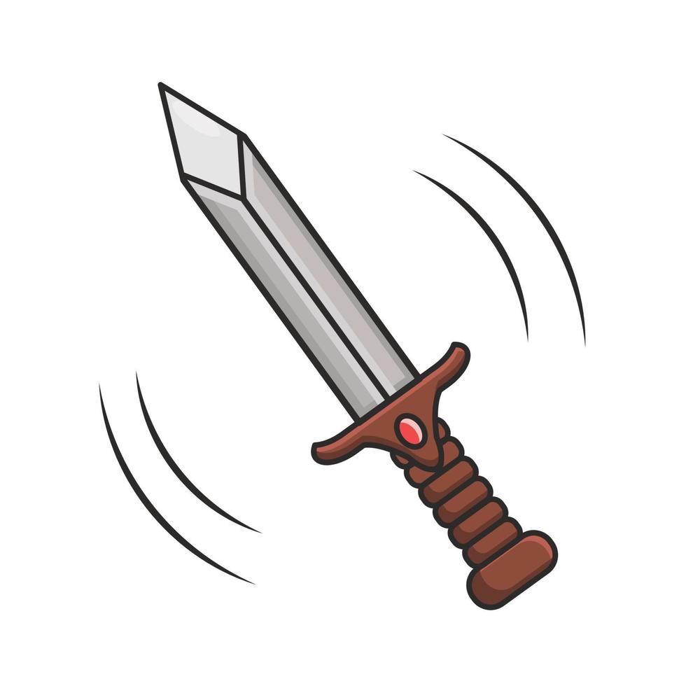 spada con illustrazione di pietra rossa scintillante vettore
