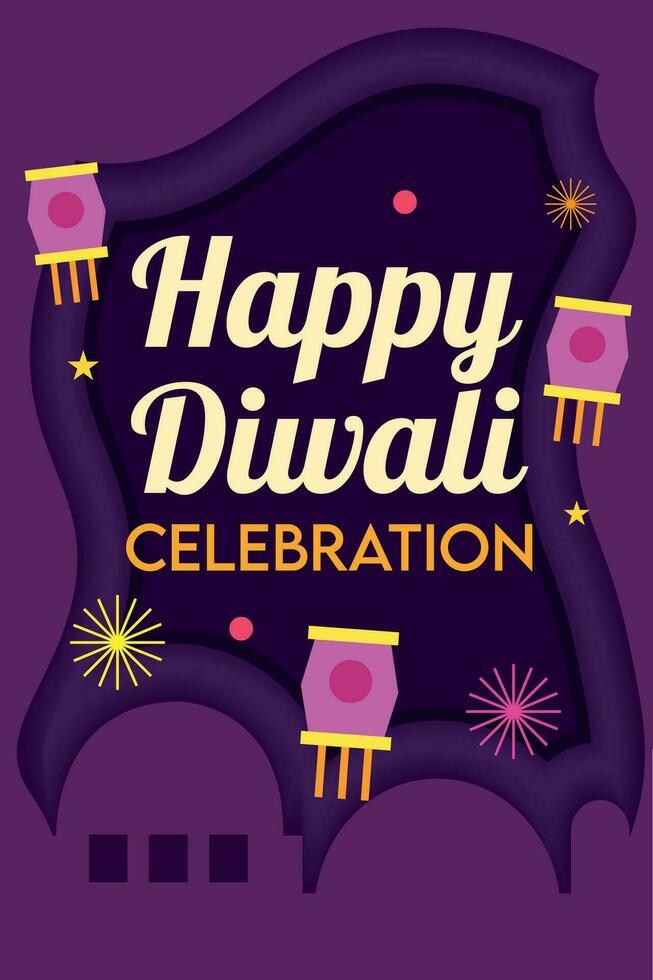 Diwali manifesto tradizionale indiano celebrazione vettore illustrazione