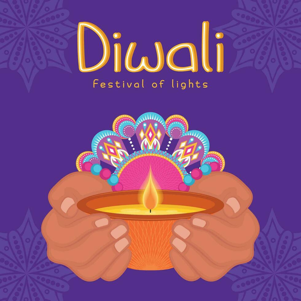 Diwali manifesto tradizionale indiano celebrazione vettore