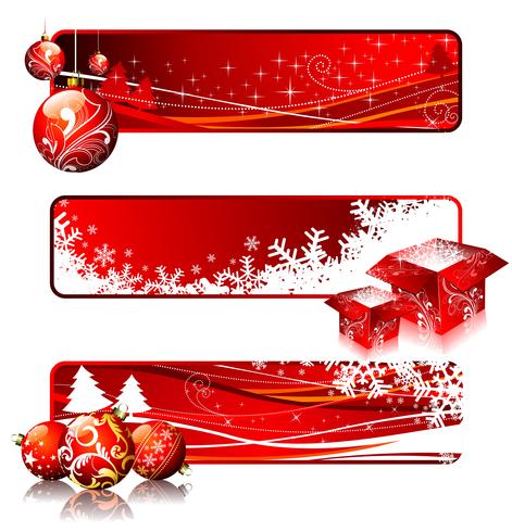 Tre illustrazioni di banner su un tema di Natale. vettore