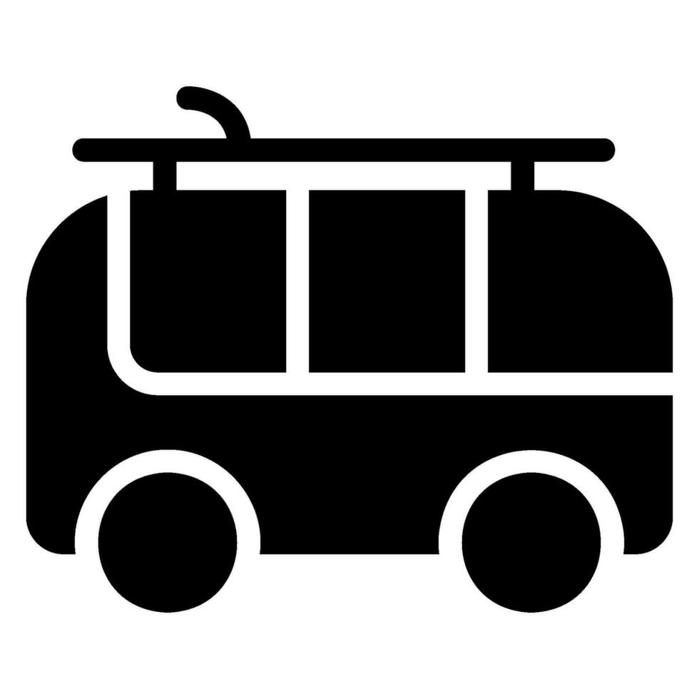 icona del glifo del furgone surf vettore
