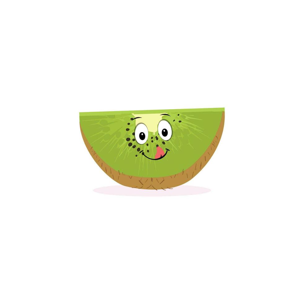 carino Kiwi cartone animato. con contento facciale espressioni e diverso posa. cartone animato personaggio di fetta di Kiwi con vario capocuoco emoticon vettore