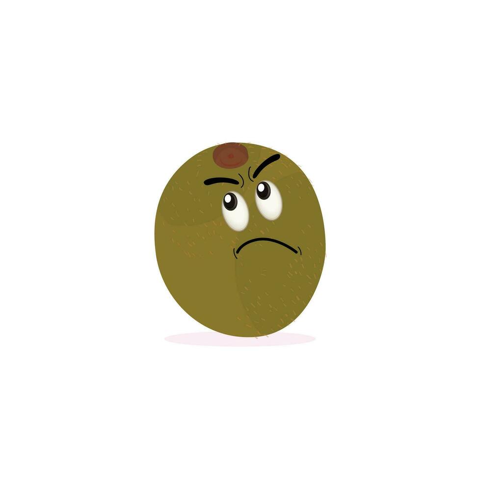 carino Kiwi cartone animato. con contento facciale espressioni e diverso posa. cartone animato personaggio di fetta di Kiwi con vario capocuoco emoticon vettore