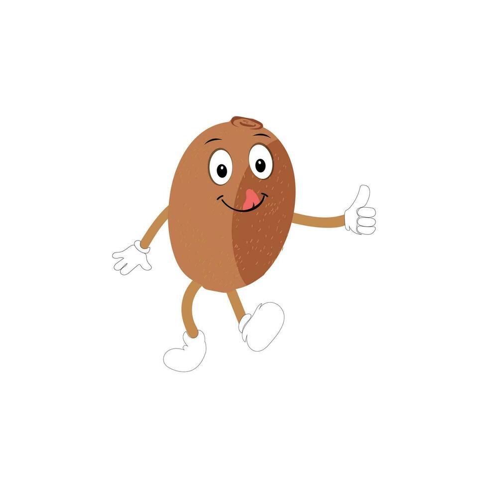 carino Kiwi cartone animato. con contento facciale espressioni e diverso posa. cartone animato personaggio di fetta di Kiwi con vario capocuoco emoticon vettore