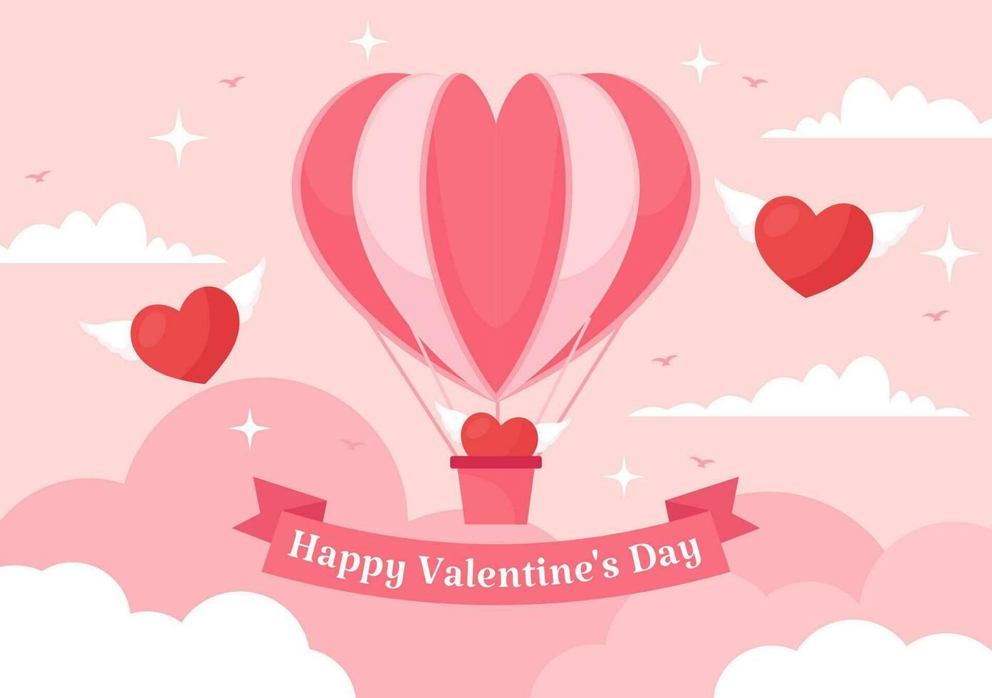 contento San Valentino giorno vettore illustrazione su febbraio 14 con cuore o amore per coppia affetto nel piatto San Valentino vacanza cartone animato rosa sfondo