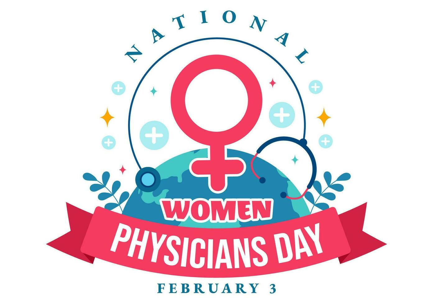 nazionale donne medici giorno vettore illustrazione su febbraio 3 per onore femmina medici attraverso il nazione nel piatto cartone animato sfondo design