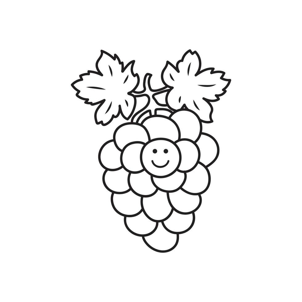 mano disegnato vettore illustrazione colore bambini sorridente frutta uva clipart