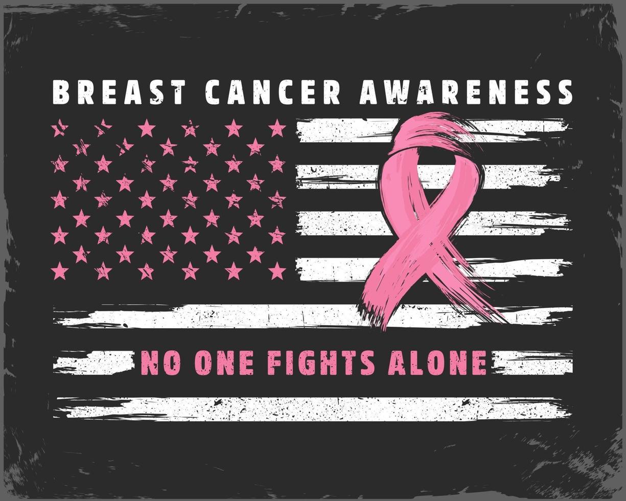 concetto di consapevolezza del cancro al seno con bandiera americana e nastro rosa vettore