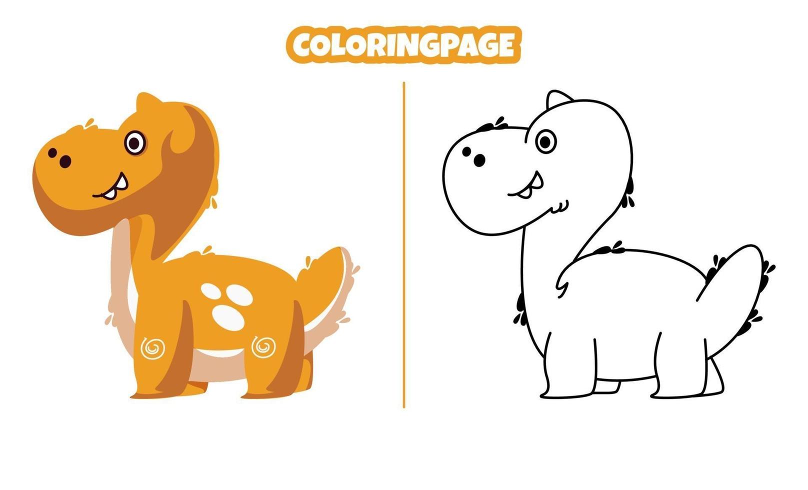 simpatico dinosauro con pagine da colorare adatte ai bambini vettore