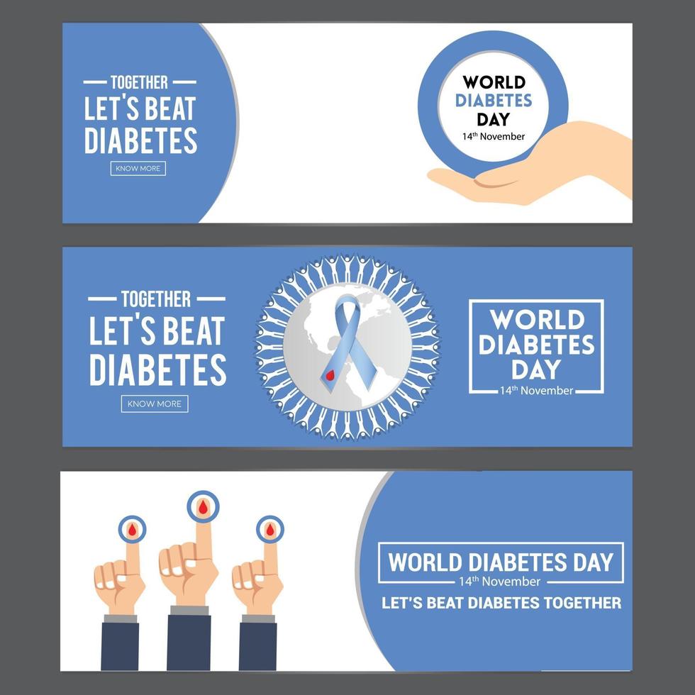 set di banner per la consapevolezza della giornata mondiale del diabete per il download gratuito vettore