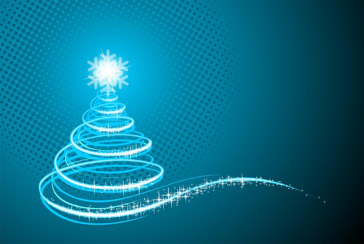 Vector l&#39;illustrazione di festa con l&#39;albero di Natale astratto brillante su fondo blu.