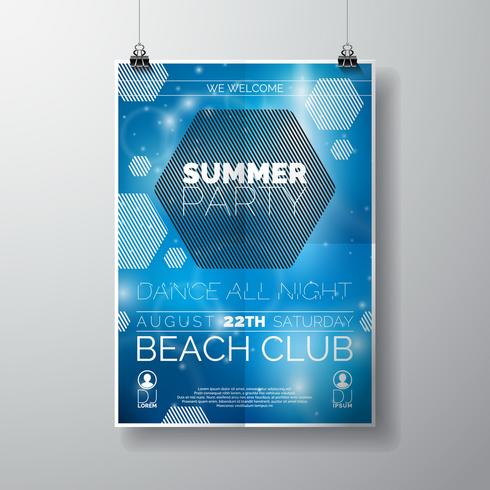 Modello di manifesto del partito Flyer sul tema Summer Beach vettore