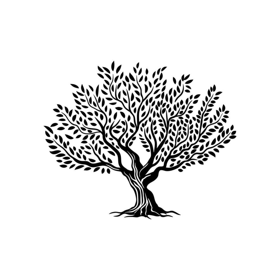 oliva albero isolato silhouette icona o emblema vettore