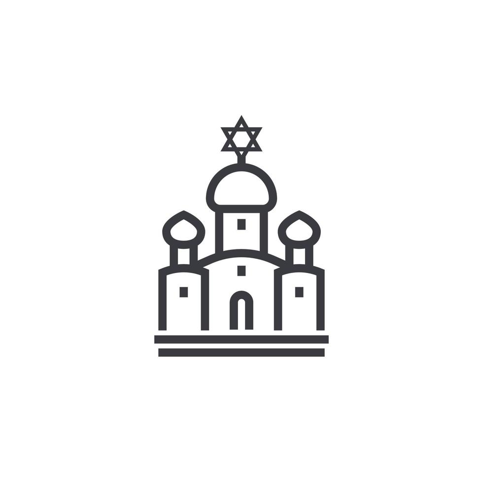 icona della linea della sinagoga su bianco vettore