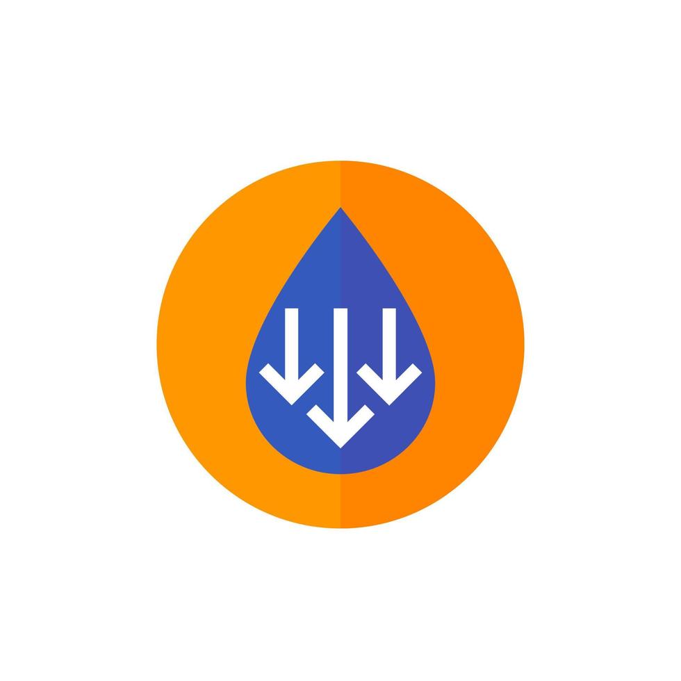 icona del livello dell'acqua basso con le frecce vettore
