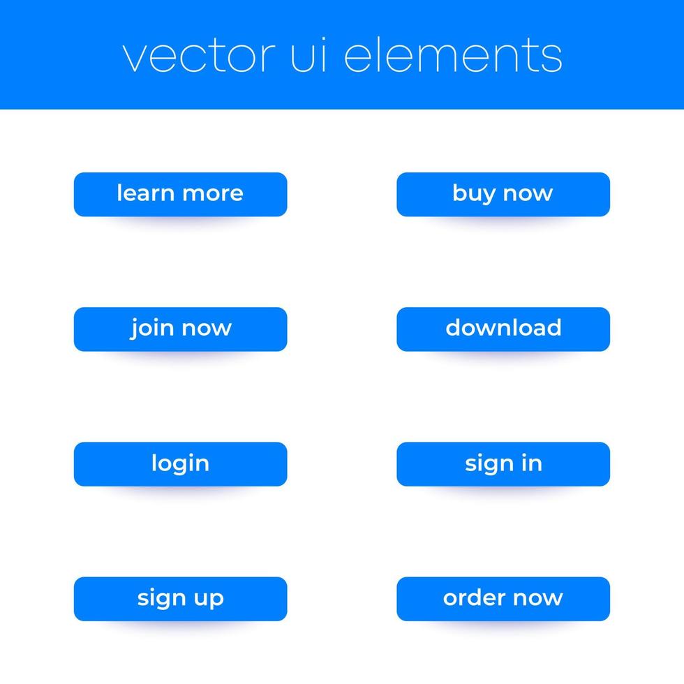 pulsanti per web e app, elementi dell'interfaccia utente vettoriali