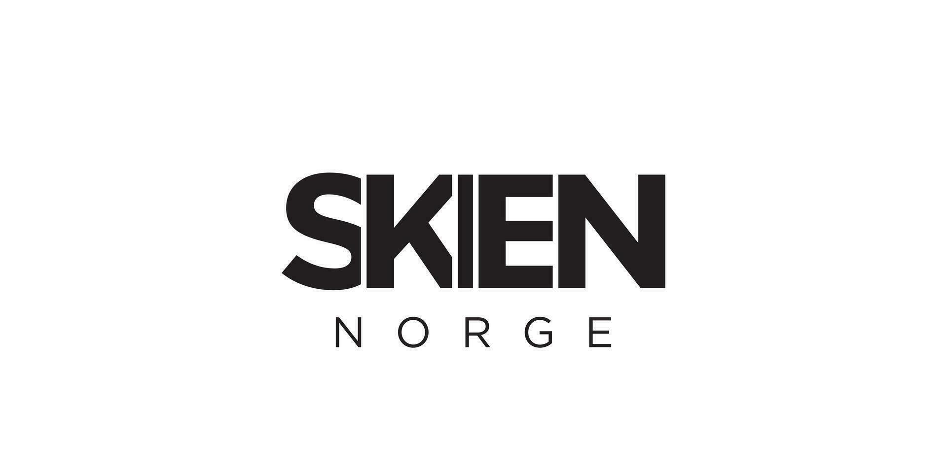 Skien nel il Norvegia emblema. il design Caratteristiche un' geometrico stile, vettore illustrazione con grassetto tipografia nel un' moderno font. il grafico slogan scritta.