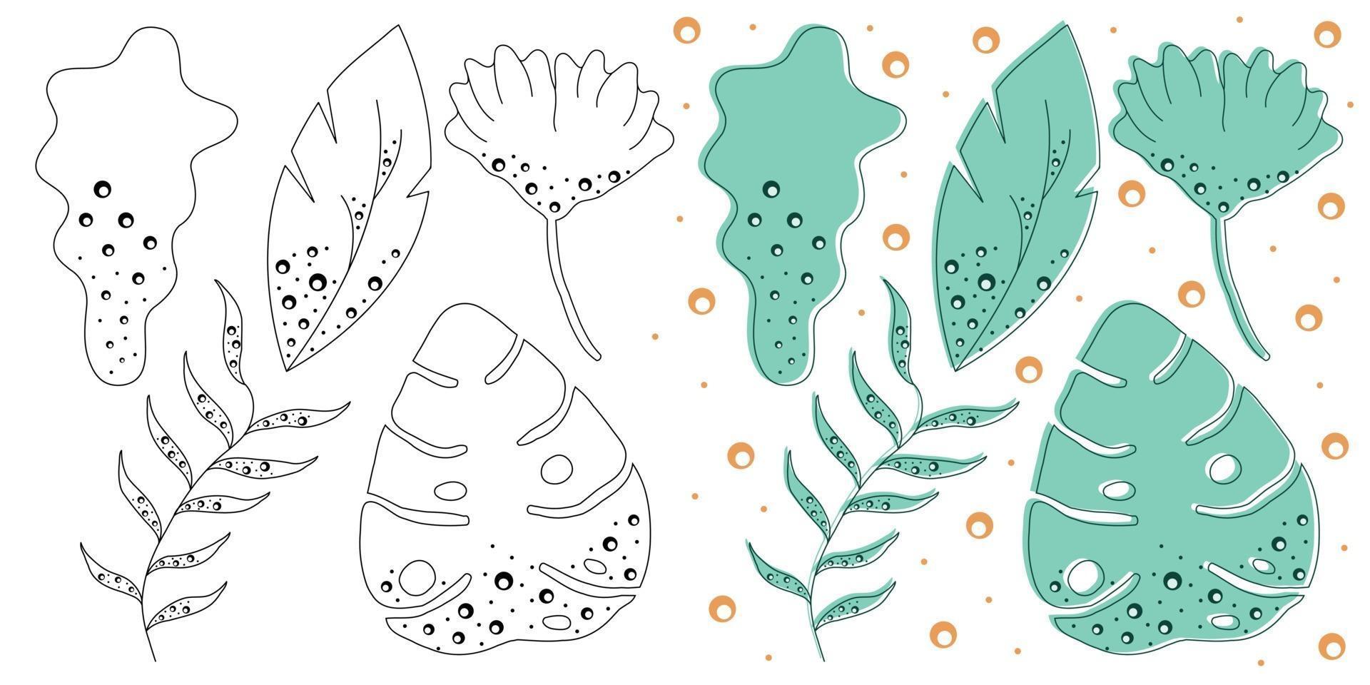 set di foglie con bolle.clip art, doodle, per ulteriori decorazioni vettore